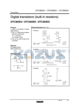 DTC363EU datasheet - Digital transistors (built-in resistors)