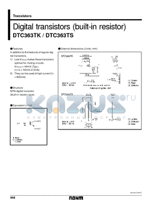 DTC363TK datasheet - Digital transistors (built-in resistor)