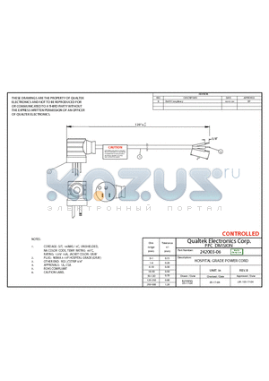 242003-06 datasheet - HOSPITAL GRADE POWER CORD