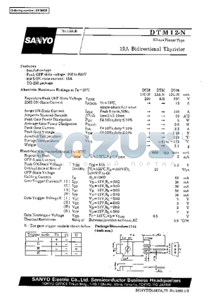 DTM12-N datasheet - 12A Bidirectional Thyristor