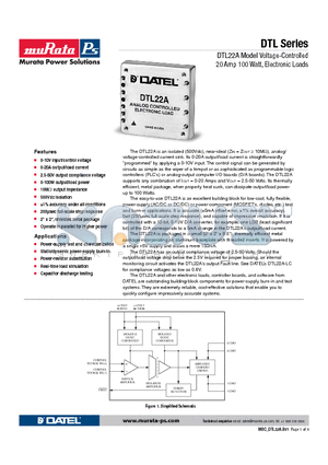 DTL22A datasheet - Voltage-Controlled 20 Amp 100 Watt, Electronic Loads