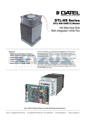 DTLHS-100D12 datasheet - 100 Watt Heat Sink With Integrated 12Vdc Fan