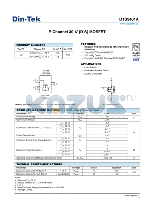 DTS3401A datasheet - Halogen-free According to IEC 61249-2-21