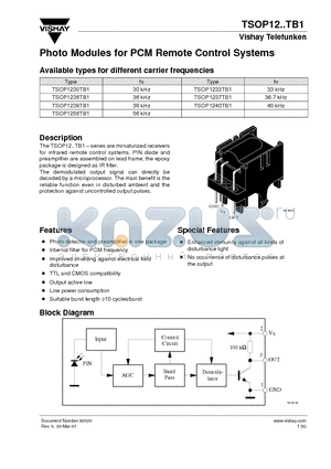 TSOP1238TB1 datasheet - Photo Modules for PCM Remote Control Systems