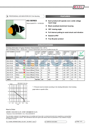 652-114-63 datasheet - PROFESSIONAL LED INDICATORS 12.7mm Mounting