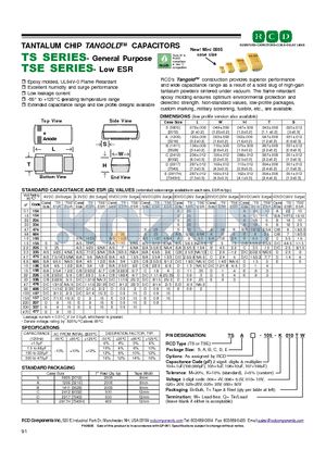 TSS-104-M datasheet - TANTALUM CHIP TANGOLDTM CAPACITORS