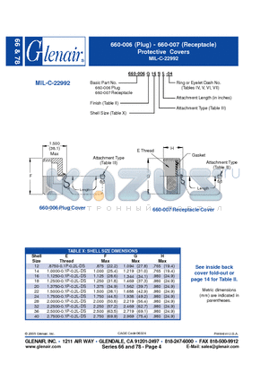 660-007G16S5 datasheet - Protective Covers