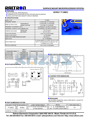 TT-SMDC datasheet - SURFACE MOUNT MICROPROCESSOR CRYSTAL