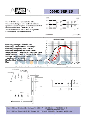 664D datasheet - The 664D filter is a 3 phase (Delta) filter. This series is designed to be used with military system