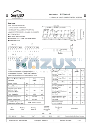 DUG14A4-A datasheet - 14.22mm (0.56) FOUR DIGIT NUMERIC DISPLAY