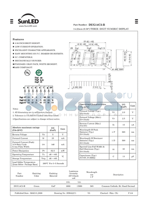 DUG14C3-B datasheet - 14.22mm (0.56) THREE DIGIT NUMERIC DISPLAY