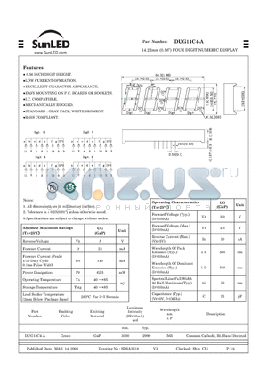 DUG14C4-A datasheet - 14.22mm (0.56) FOUR DIGIT NUMERIC DISPLAY