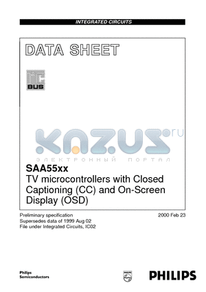 SAA55XX datasheet - TV microcontrollers with Closed Captioning (CC) and On-Screen Display (OSD)