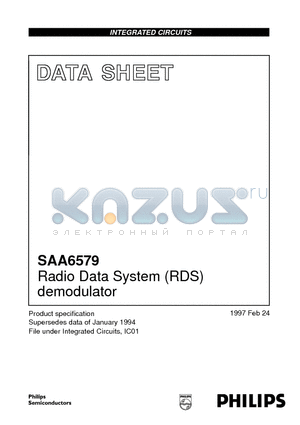 SAA6579T datasheet - Radio Data System RDS demodulator
