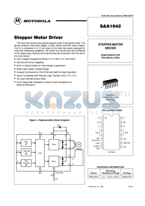 SAA1042V datasheet - STEPPER MOTOR DRIVER