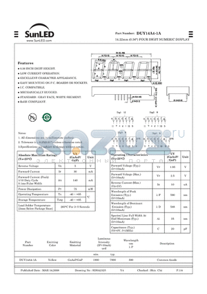DUY14A4-1A datasheet - 14.22mm (0.56) FOUR DIGIT NUMERIC DISPLAY
