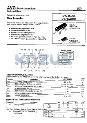 DV74ACT04 datasheet - Hex Inverter