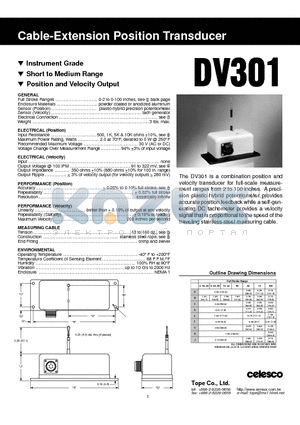 DV301 datasheet - Cable-Extension Position Transducer