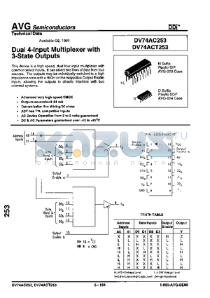 DV74ACT253 datasheet - Dual 4-Input Multiplexer with 3-State Outputs