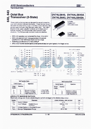 DV74ALS640A datasheet - Octal Bus Transceiver (3-State)
