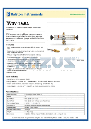 DV0V-2MBA datasheet - DV0V pump