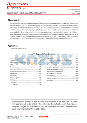 M306S0F8DGP-U3 datasheet - SINGLE-CHIP 16-BIT CMOS MICROCOMPUTER