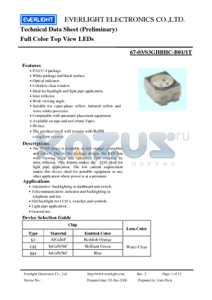 67-03-S3GHBHC-B01-1T datasheet - Full Color Top View LEDs