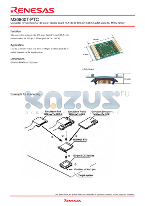 M30800T-PTC datasheet - Converter for Connecting 160-core Flexible Board FLX160 to 100-pin 0.65mm-pitch LCC (for M16C family)