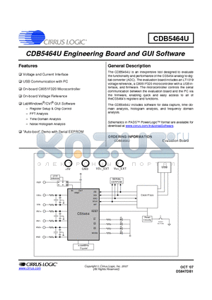 CDB5464U datasheet - CDB5464U Engineering Borad and GUI Software