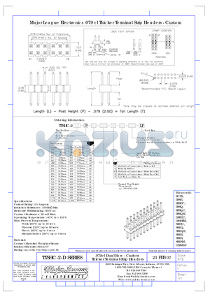 TTSHC-2-D datasheet - .079cl Dual Row - Custom Thicker Terminal Strip Headers