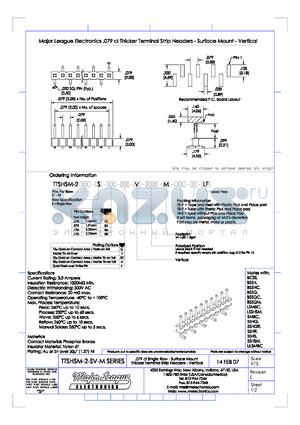 TTSHSM-2-SV-M datasheet - .079 cl Single Row - Surface Mount Thicker Terminal Strip Headers - Vertical