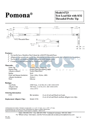 6723 datasheet - Test Lead Kit with 8/32 Threaded Probe Tip