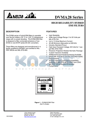 DVMA28-HB datasheet - HIGH RELIABILITY HYBRID EMI FILTERS