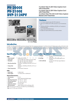 DVP-2124PV-AE datasheet - 4-ch Real-Time H.264 Video Capture Card with PowerView