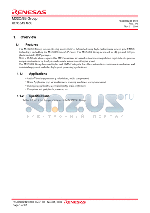 M308B6FGGP datasheet - RENESAS MCU