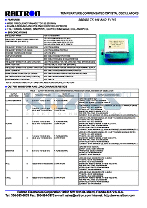 TV146 datasheet - Temperature compensated crystal oscillators