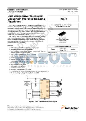 33970 datasheet - Dual Gauge Driver Integrated Circuit with Improved Damping Algorithms