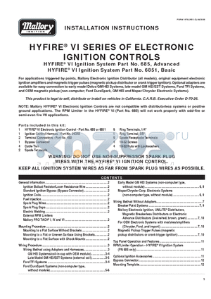 685 datasheet - ELECTRONIC IGNITION CONTROLS