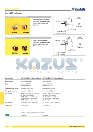 DX1121 datasheet - 5mm LED Indicators