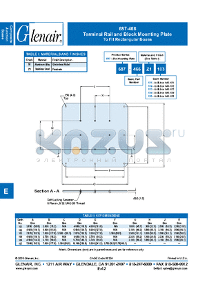 687-466Z1103 datasheet - Terminal Rail and Block Mounting Plate