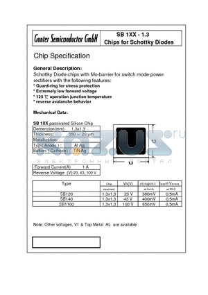 SB1100-1.3 datasheet - Chips for Schottky Diodes