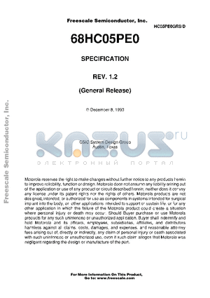 68HC05PE0 datasheet - SPECIFICATION (General Release)