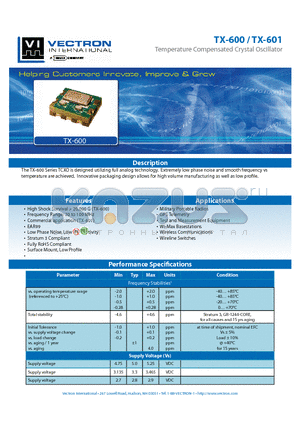 TX-600 datasheet - Temperature Compensated Crystal Oscillator