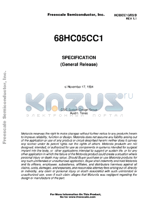 68HC05CC1 datasheet - SPECIFICATION (General Release)