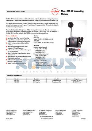 69002-5000 datasheet - Molex TM-42 Terminating Machine