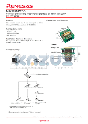 M34513T-PTCB datasheet - Converter for Connecting 32-pin 1.778mm-pitch SDIP to 40-core narrow-pitch(for 4500 Series)
