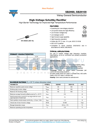 SB2H100HE3-73 datasheet - High-Voltage Schottky Rectifier