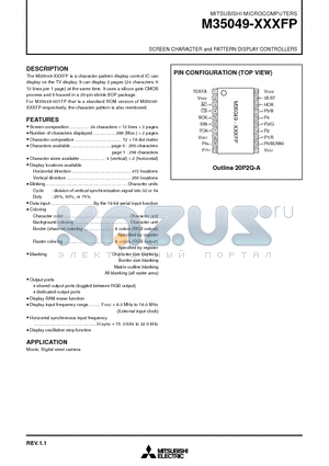 M35049 datasheet - SCREEN CHARACTER and PATTERN DISPLAY CONTROLLERS