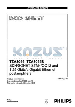TZA3044TT datasheet - SDH/SONET STM4/OC12 and 1.25 Gbits/s Gigabit Ethernet postamplifiers