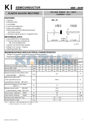 6A05 datasheet - PLASTIC SILICON RECTIFIER